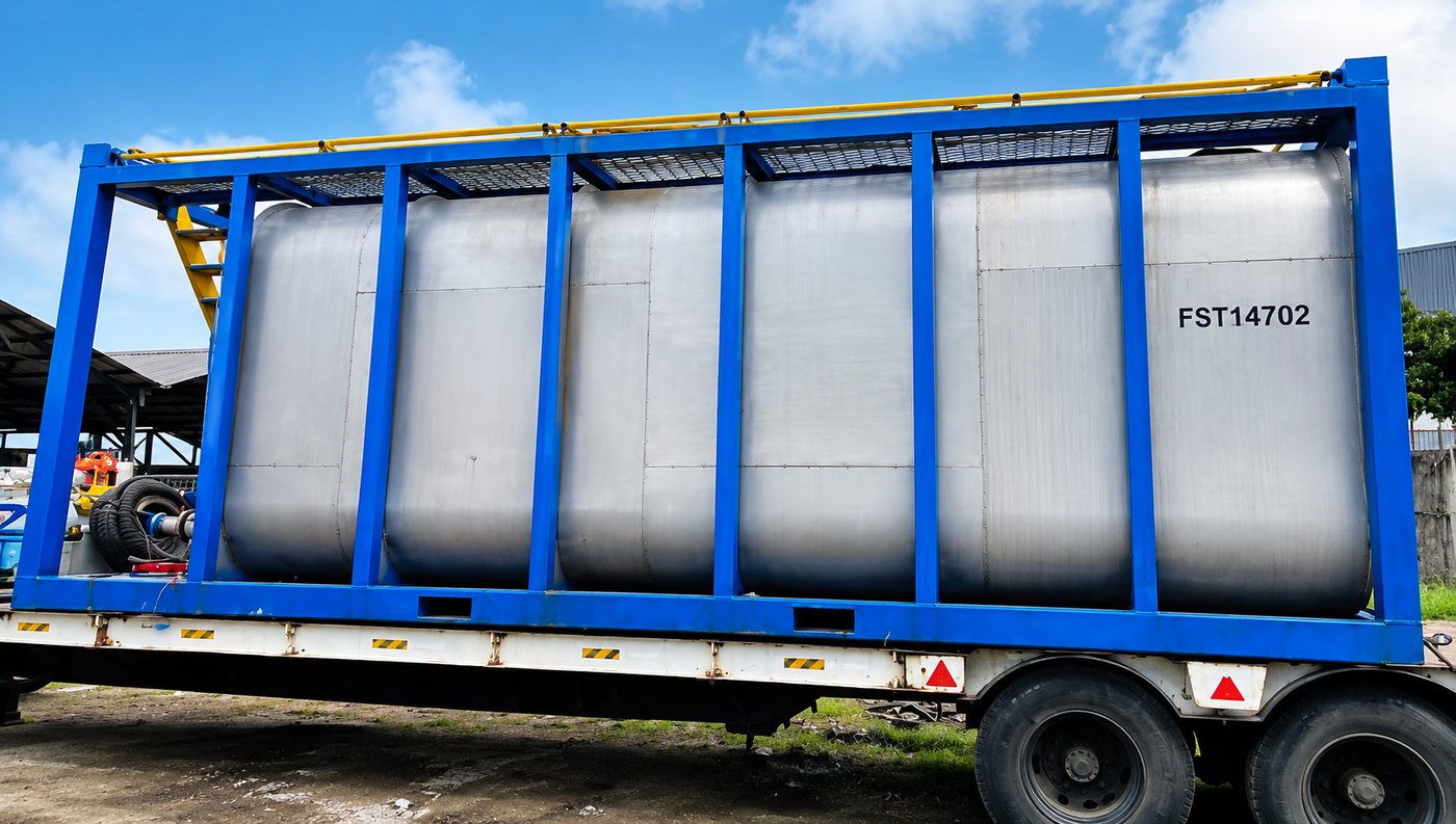 Acid mixing tank FST250002 on trailer